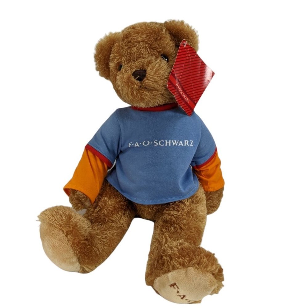 RETIRED FAO Schwartz Collectible Teddy Bear With FAO Schwartz T-Shirt 11"